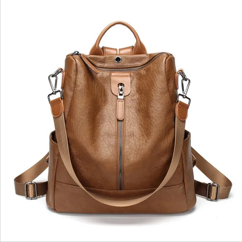 

Hot sale Women PU Leather Backpack Large-capacity Youth Leather Backpacks For Teenage Girls Female School Shoulder Bag Backpack
