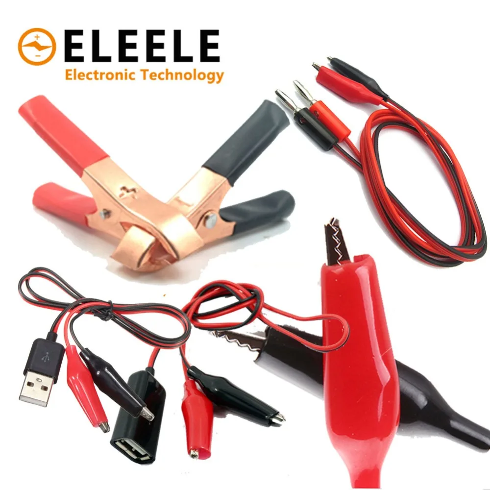 

Wholesale 1Pcs 1meter Double Red and Black Clips Crocodile Cable Alligator Jumper Wire Test Leads Four different models of allig