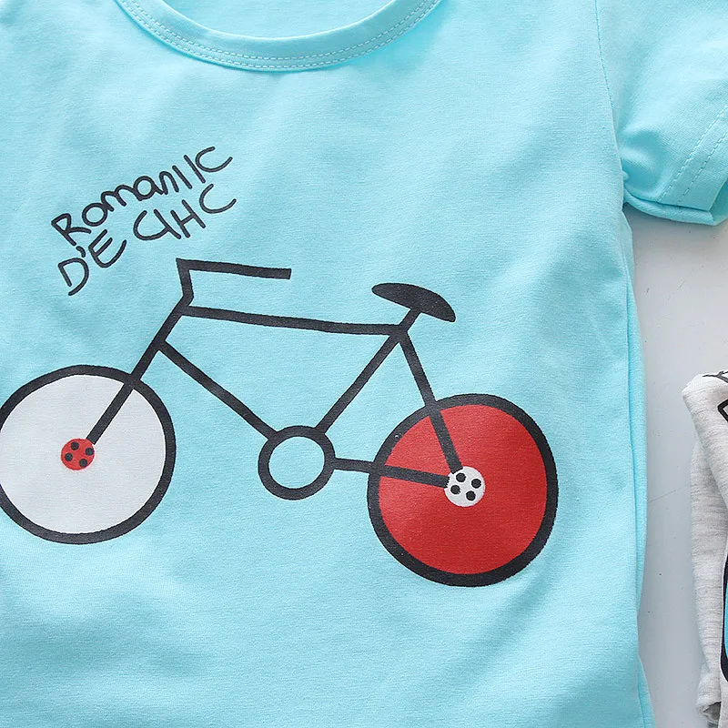Baby Boy T Shirts Bicycle Pattern Summer Short Sleeve Cotton T Shirt