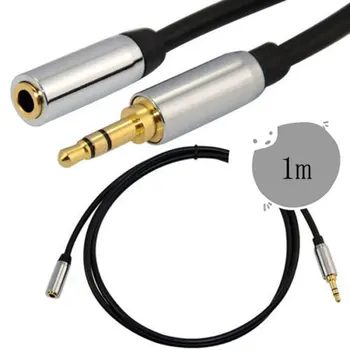 

1m 3ft Premium Metal Head 3.5mm Stereo Female to Male F/M AUX Audio Cable