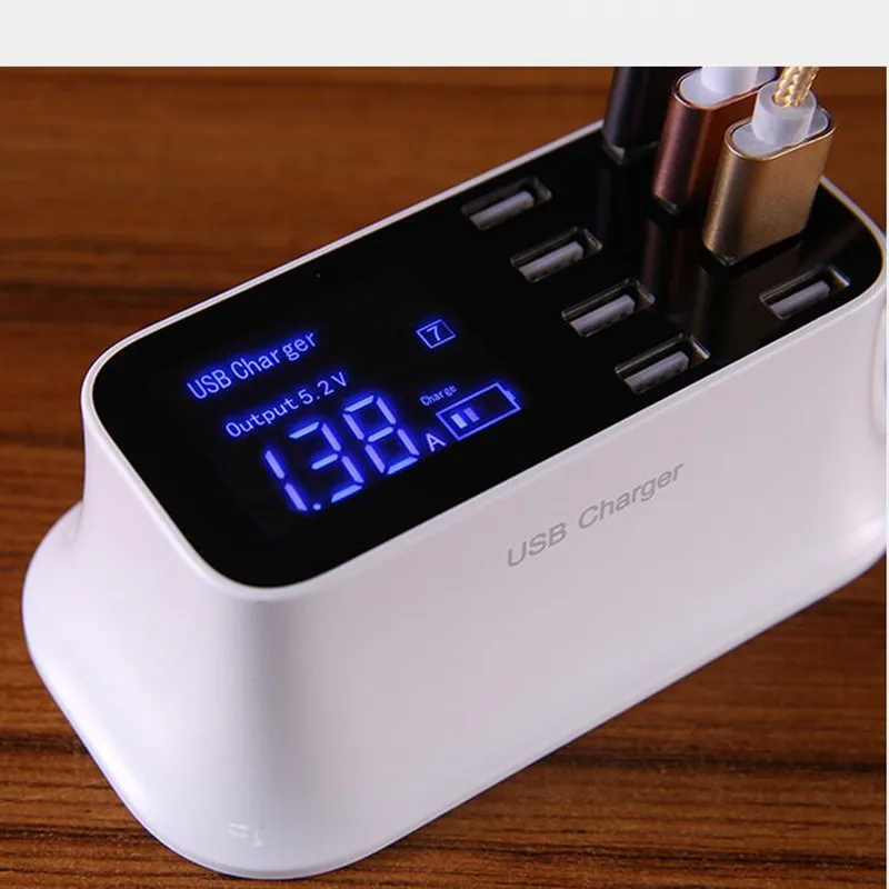 Universal 8 USB Port Smart Charger EU UK US Plug Led Display Quick Desktop Strip Power Adapter Socket For Mobile Phone Tablet PC