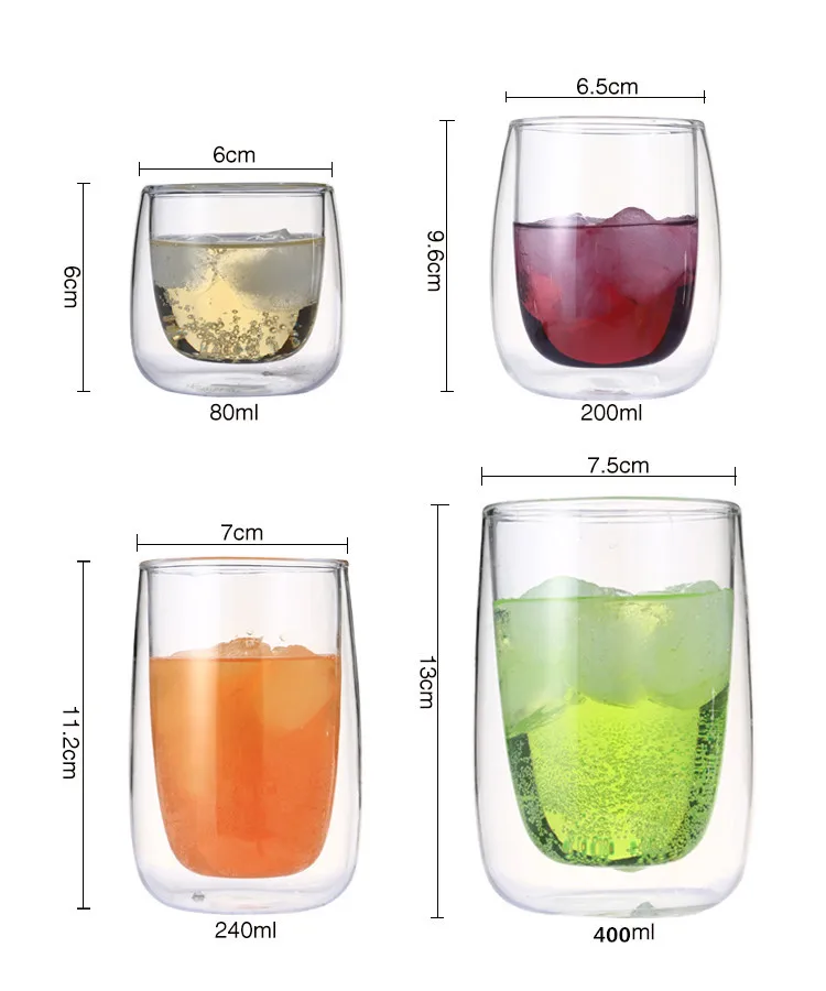 Двойные стеклянные изолированные прозрачные чашки для чая креативные чашки для воды термостойкие кофейные чашки сок напитки чашки