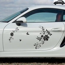 Pegatina Mariposa Flor Etiqueta Engomada Del Coche Calcomanías de Vinilo de Pared Decoración Mural Decal Posters Etiqueta H086