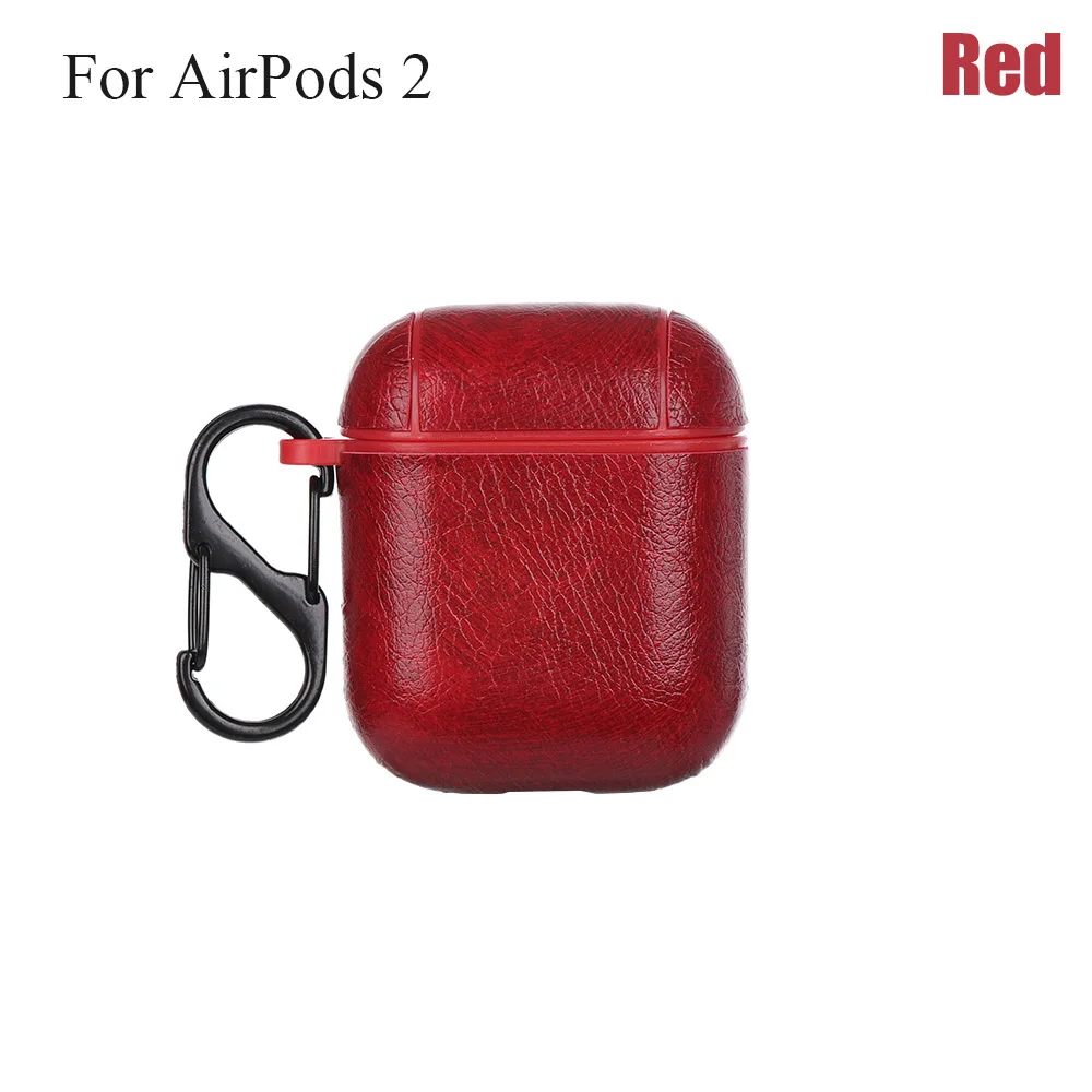 1 шт. чехол из натуральной кожи с крючком для AirPods 1/2 винтажная матовая Роскошная Защитная сумка для хранения красные, черные, коричневые аксессуары для наушников - Цвет: Red