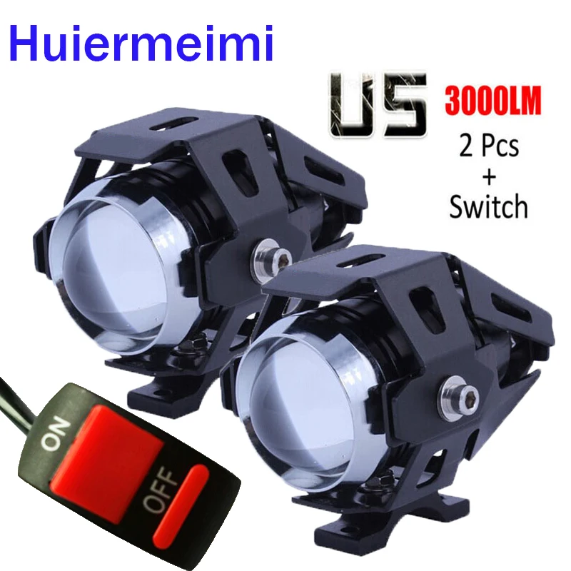 En Ligne Huiermeimi 2 pièces 125 W Moto phare LED 12 V 3000LMW U5 Moto Conduite Projecteurs Phare Moto Spot Tête Lumière Lampe DRL