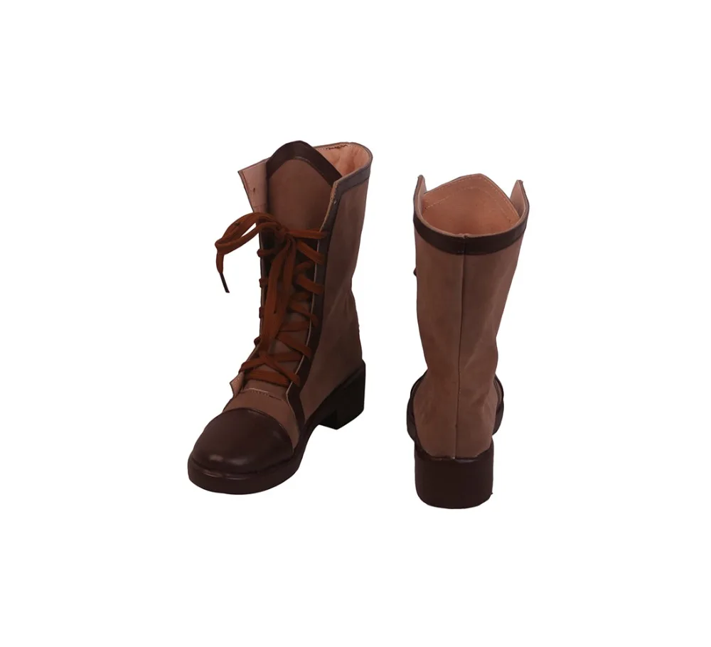 Sengoku Night Blood Yuziki Cosplay Boots Brown Shoes Custom Made Any Size for Unisex (5)