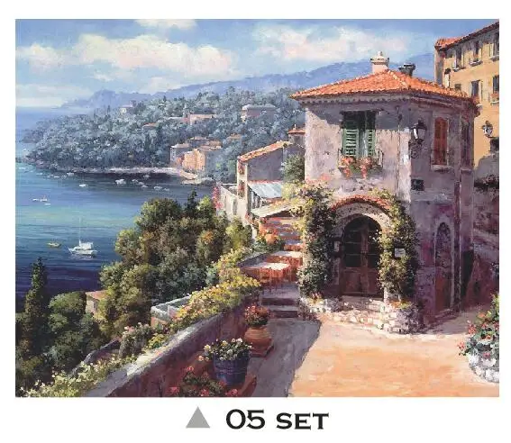 Новые струйные острова холст живопись для дома декоративная средиземноморская Венеция парусник пейзаж картины гостиной - Цвет: 05 SET