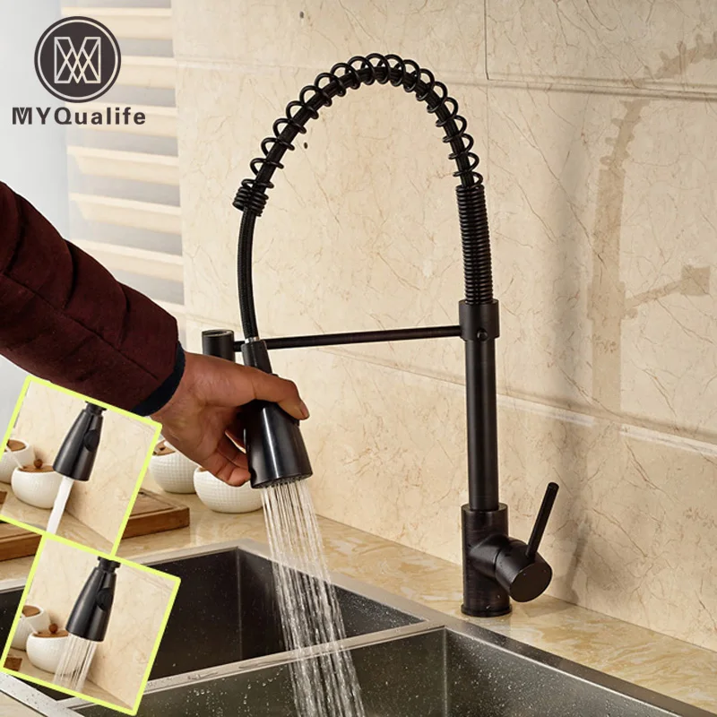 

Modern Pull Down Kitchen Mixer Faucet Single Handle Hand Sprayer Head Kitchen Bathroom Faucet Deck Mounted