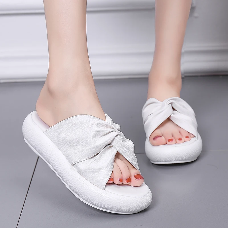 

HEE GRAND Flat Platform Slides Women Slippers Slip On Creepers Summer Shoes Woman Solid Soft Bottom Ladies Flip Flops XWT1828