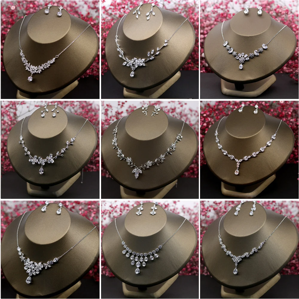 

AAA Cubic Zirconia Wedding Jewelry Set Bridal Bridesmaids Fashion Zircon Necklace Choker Earrings Jewellery Female Birthday Gift