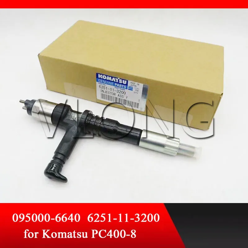 Подлинная инжектор Common Rail 095000-6640 для SAA6D125E-5 Komatsu PC400-8 6251-11-3200 6251-11-3201