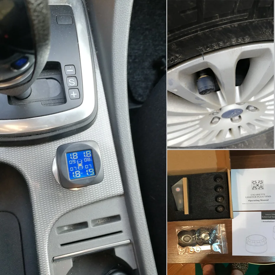 TPMS автомобильный датчик давления в шинах, 4 внешних датчика, сигнализация температуры, прикуриватель Visture T05W