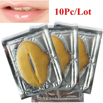 

10pcs New Women Lady Lips Care Gold Sexy Crystal Membrane Collagen Moisture Essence Lip Masks