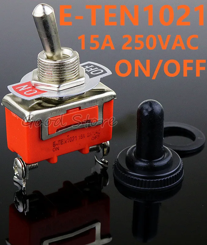 Interruptor de palanca naranja, Terminal ON-OFF 15A 250V, 2 pines, E-TEN1021, buena calidad, envío gratis, 1 uds.