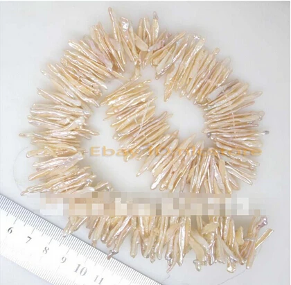 

Free shipping >>@ > 17mm-30mm natural pink biwa keshi reborn pearl loose beads 14.5" jewelry design
