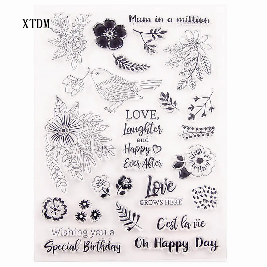 

Hot sale happy day Transparent Clear Stamps / Silicone Seals Roller Stamp for DIY scrapbooking photo album/Card Making
