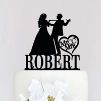 Персонализированные Свадебный торт Топпер, свадебные украшения, акриловые серебряные блестки, пользовательские свадебный торт Топпер Персонализированные фамилия - Цвет: L
