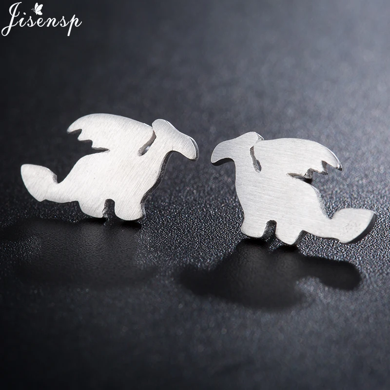 Jisensp Cute Dinosaur Animal Stud Earrings for Kids Fashion Mini Cartoon Minimalist Jewelry Female Earing Gift | Украшения и