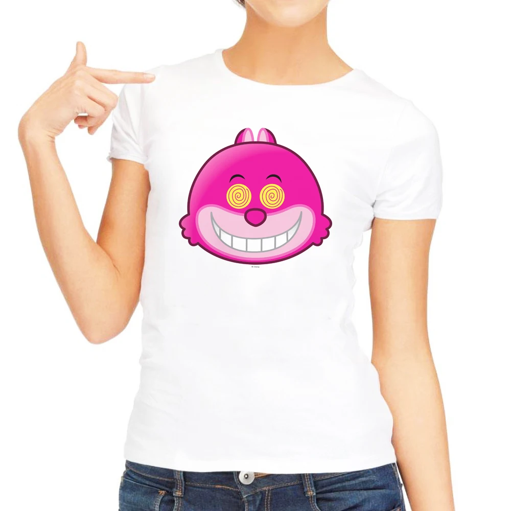 Alice in Wonderland Cheshire Cat Emoji 2 T-Shirt Women Tshirts 2018 Summer Top Plus Size Cute Shirt Short Sleeve Shirts Alice in Wonderland Cheshire Cat Emoji 2 T-Shirt Women Tshirts 2018 Summer Top Plus Size Cute Shirt Short Sleeve Shirts