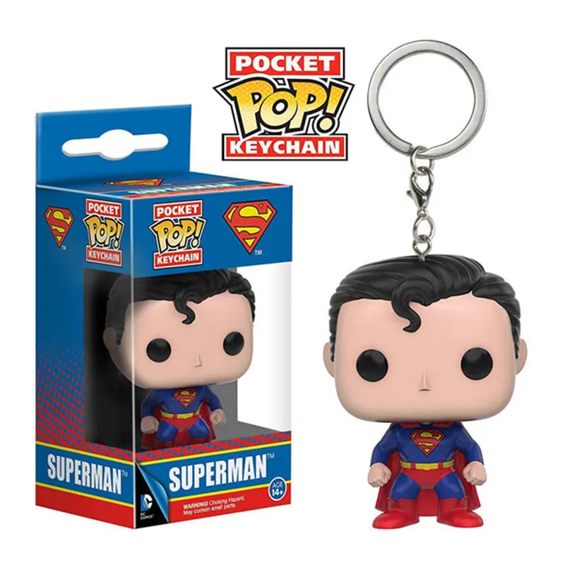 FUNKO POP DC Justice League Wonder Women The Flash Supermen Cyborg Keychain Action Figure Toy for children gift with Retail Box 
