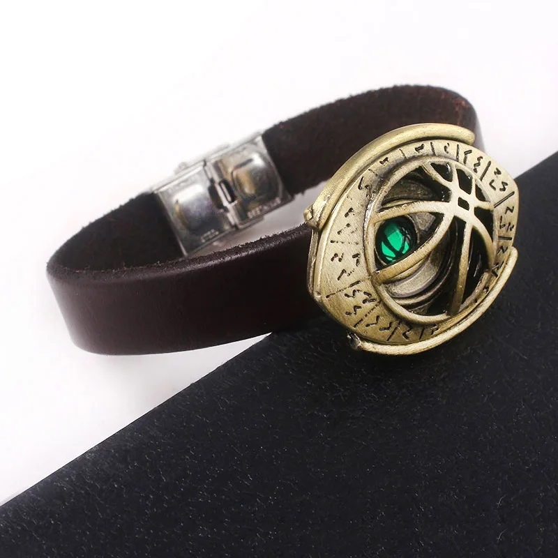 Avengers Bangles Bracelets Doctor Strange Eye of Agamotto Iron Man Arc Reactor Captain Marvel Thanos Leather Rope Bracelet Gift