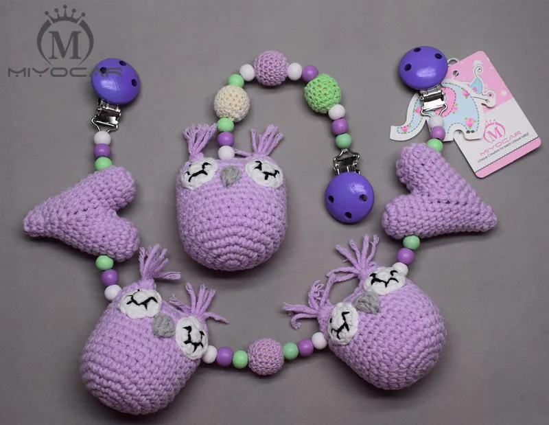 

MIYOCAR handmade wood clip pink stroller toy chain for pram stroller mobile rattle and wooden bead pacifier clip holder
