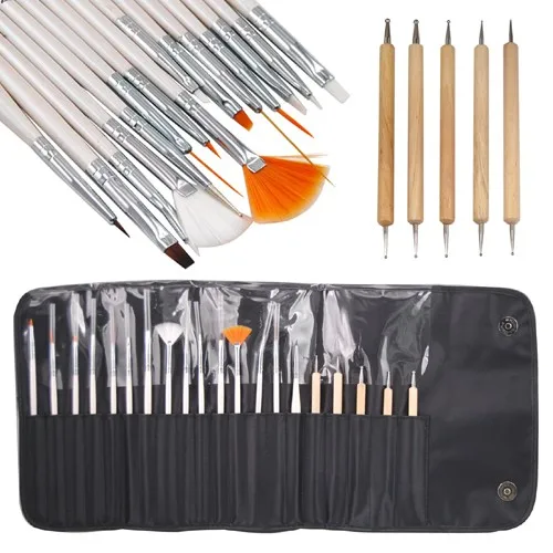 20pcs Brush UV Gel Nail Art Design Painting Drawing Dotting Pen Brushes Tools Kit Set styling