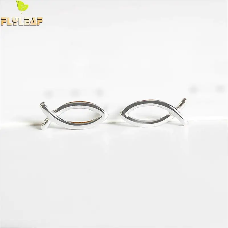 

Flyleaf 925 Sterling Silver Simple Fish Stud Earrings For Women Prevent Allergy Lady Personality Fashion Jewellery