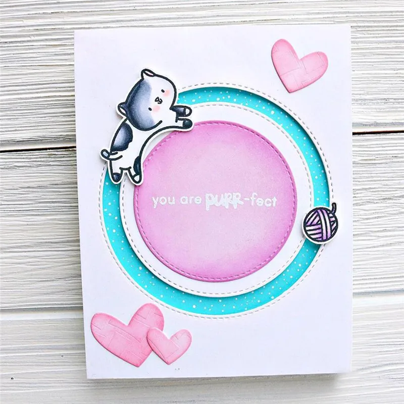 

Eastshape Fuzzy Felines Metal Cutting Dies Clear Stamps and Dies for Card Making Dies Scrapbooking Album Paper Craft Dies Decor