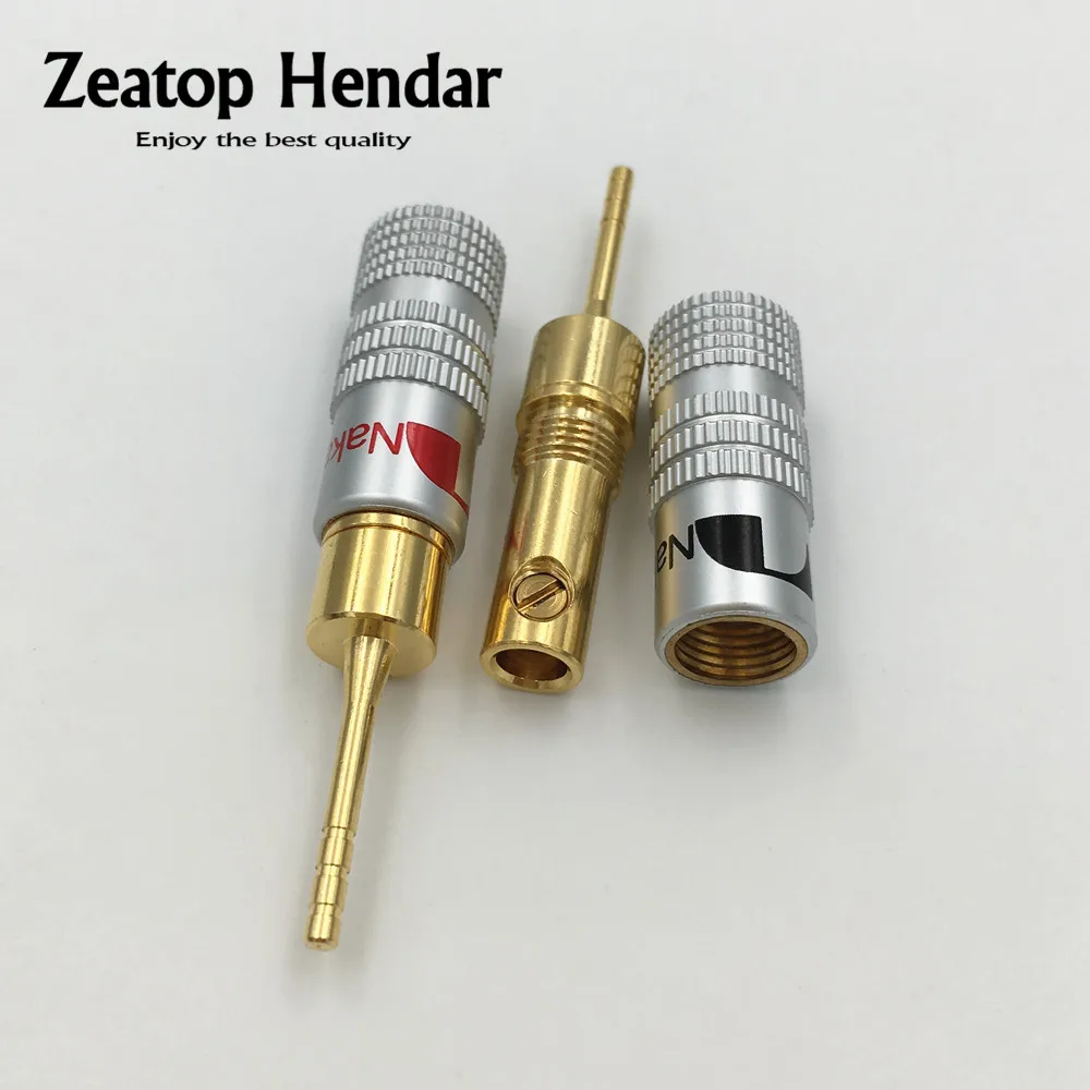 

4Pcs High Quality New 24K Gold Nakamichi Speaker Pin 2mm Banana Plugs Straight Speaker Wire Screw Lock Connector