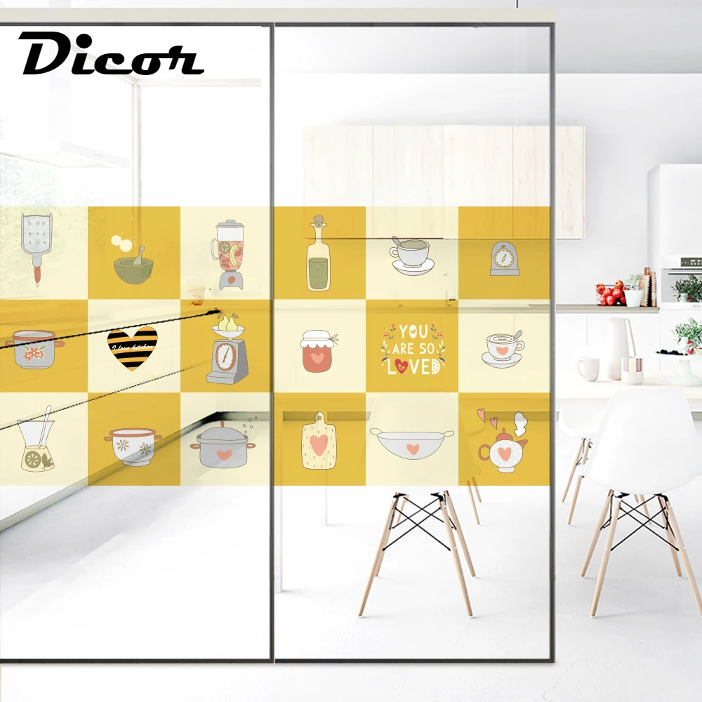 

Sketched beautiful yellow plaid Fashion Window Sticker In Decorative Film For Kitchen Window Glass Or Glass Door No Static Cling