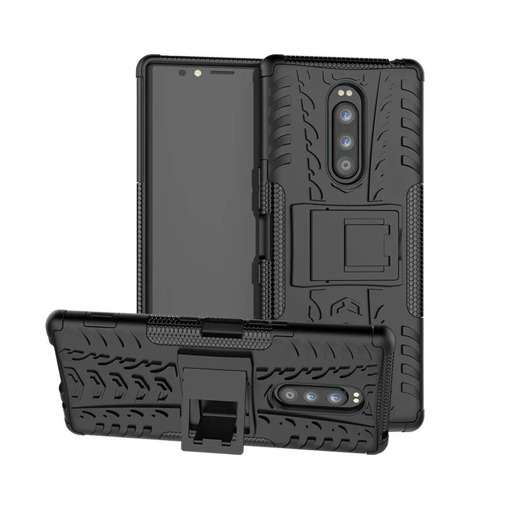 

For Sony Xperia 1 Case Luxury Stealth Stents Back Cover Stand Armor ShockProof Case For Sony 1 J8110 J8170 J9110 Phone Bag Cases