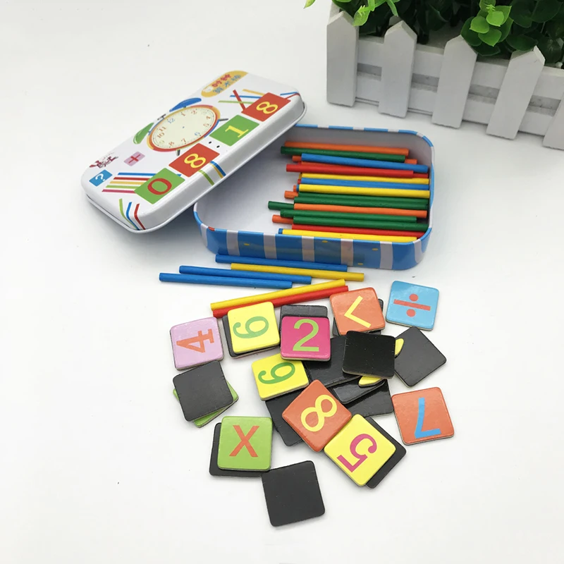 

Toys for Children Wooden Puzzle Math Toy Educational Kids Arithmetic Learning Cards Counting Sticks Puzzle Box Set Gift Puzzle