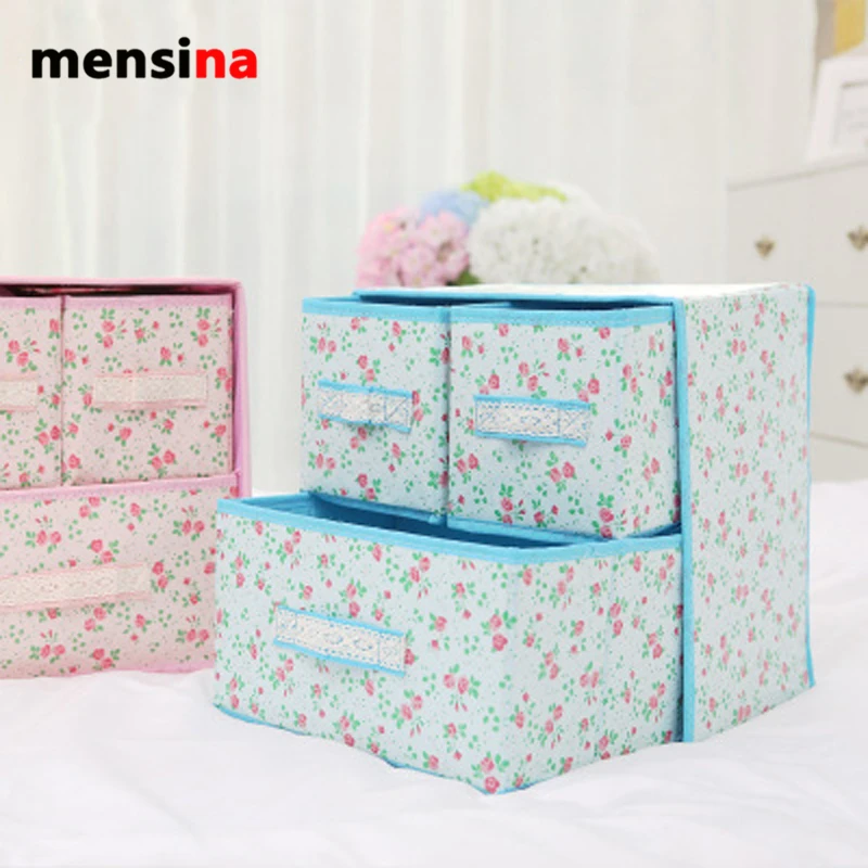 Lacy lace dotted with star underwear box receive two three drawers | Дом и сад