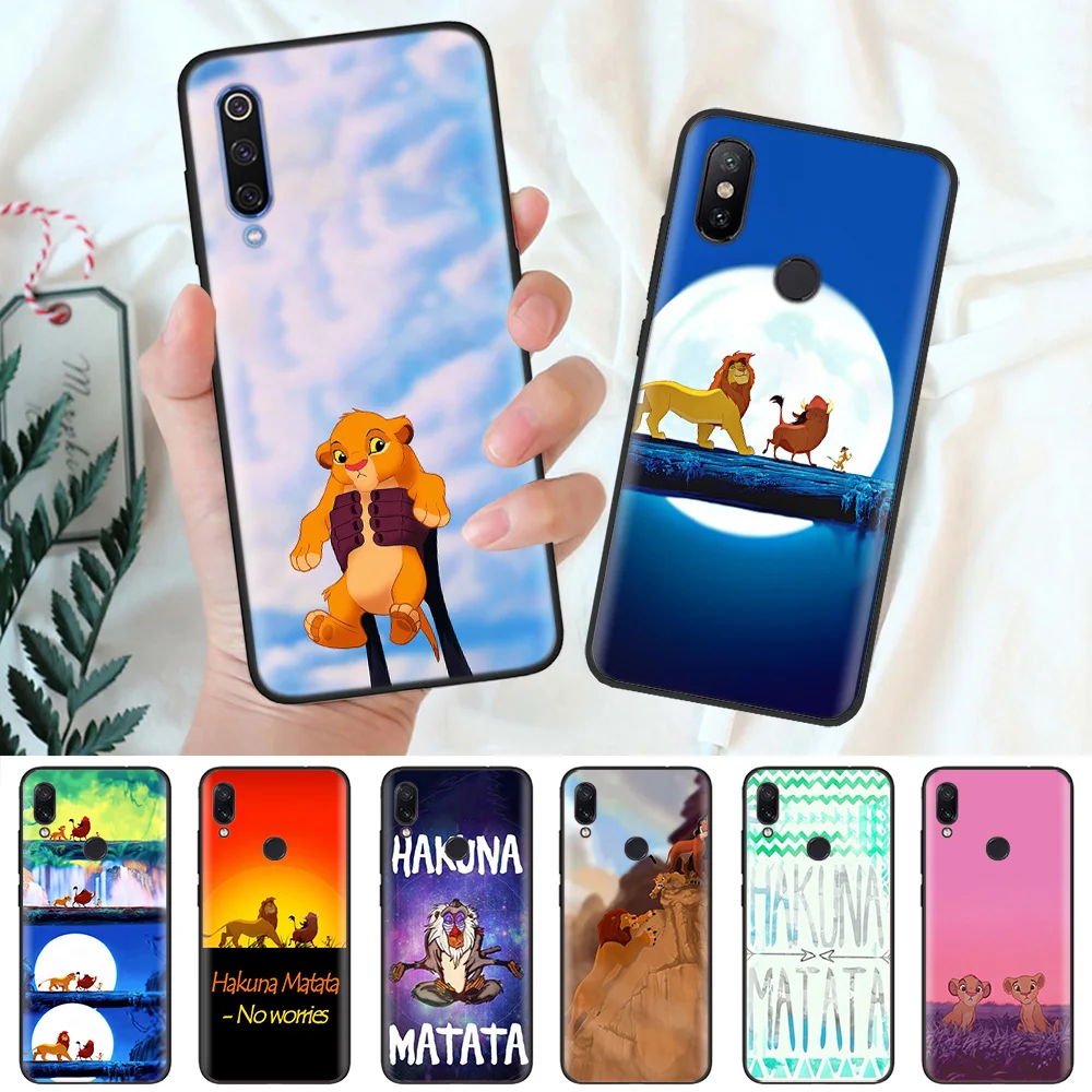 

Black Silicone Case Bag Cover for Xiaomi Mi A1 A2 8 Lite Play Redmi Note 7 6 6A 5 Plus 4X Pro Poco F1 Hakuna Matata Lion King