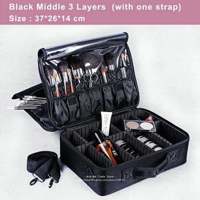 Высокое качество Профессиональные пустой косметичка Для женщин путешествия большой Ёмкость чехол для хранения Вставить tool box составляют сумки, чемоданы - Цвет: Back M 3 layers
