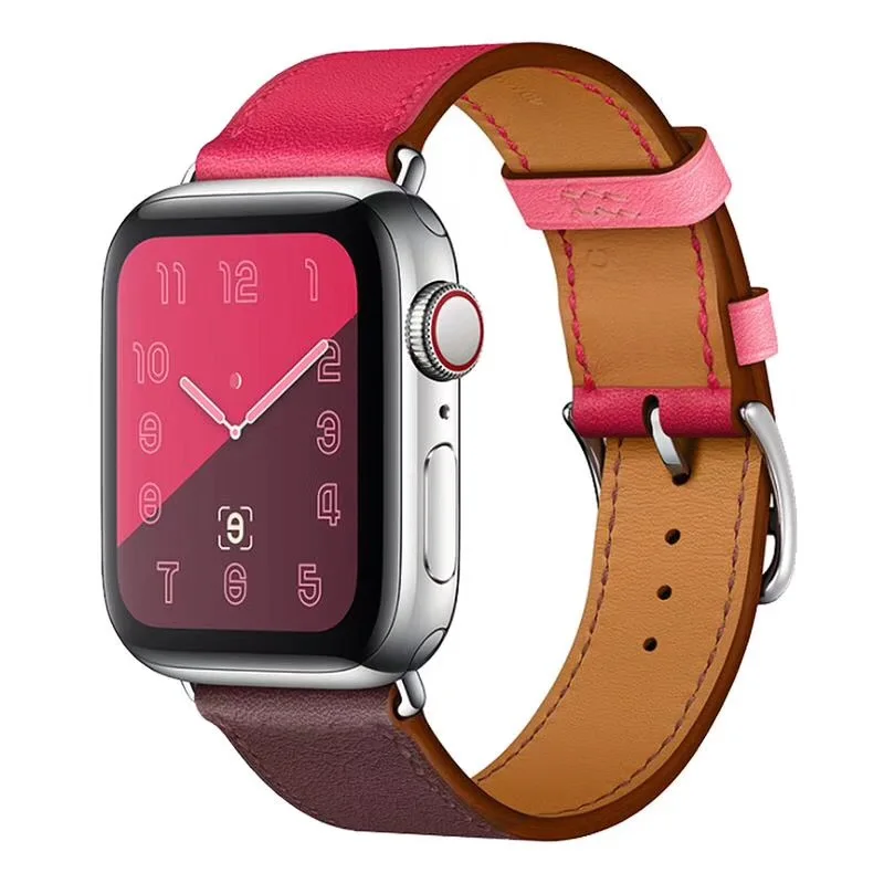 fashion Leather loop for iwatch Series 4 2 3 1 for Apple Watch band Strap Double Tour Extra Long 38mm 42mm 40mm 44mmseries 5 - Цвет ремешка: Single-wine rose