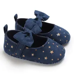 Детские холщовые ботиночки звезды лук первая прогулка новорожденных обувь для маленьких девочек хлопок мягкая подошва принцессы