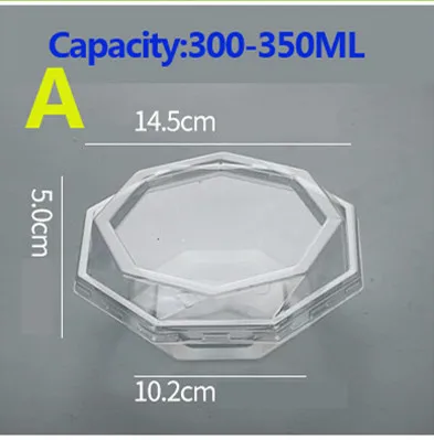 50 набор прозрачных пластиковых упаковочных коробок для фруктовых салатников, прозрачная чашка для салата, контейнер для фруктовых продуктов, тарелка, упаковка - Цвет: A