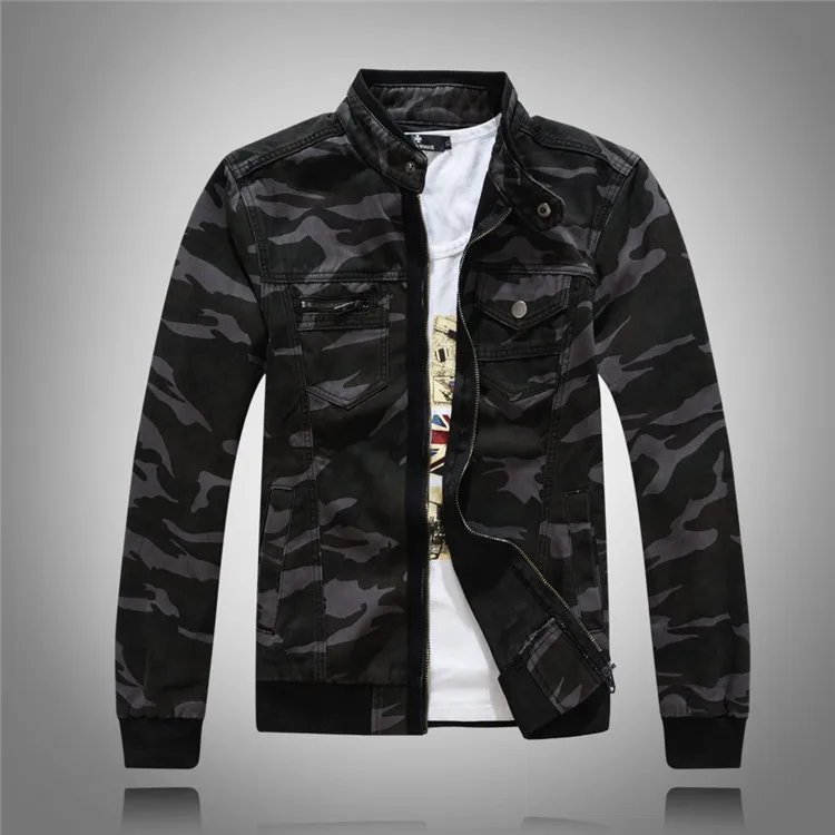 Military Style Men Camouflage Denim Jacket For Men Biker Jeans Jacket ...