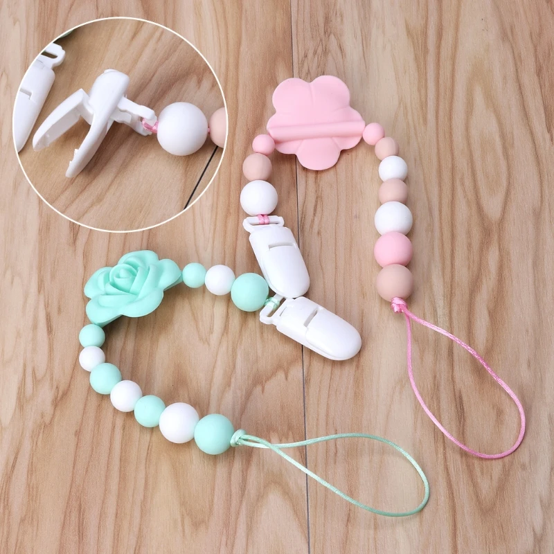 

Infant Teething Dummy Clips Chains Baby Silicone Teether Pacifier Soother Holder