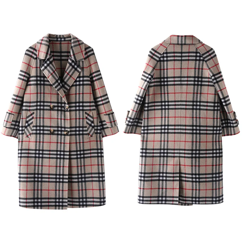Manteau Femmes À Double Cachemire camel Mince Face 2018 Cashmere100 Boutonnage La Gray Pur Hiver En De Laine Automne Nouveau Mode Main SxnqwFw8v
