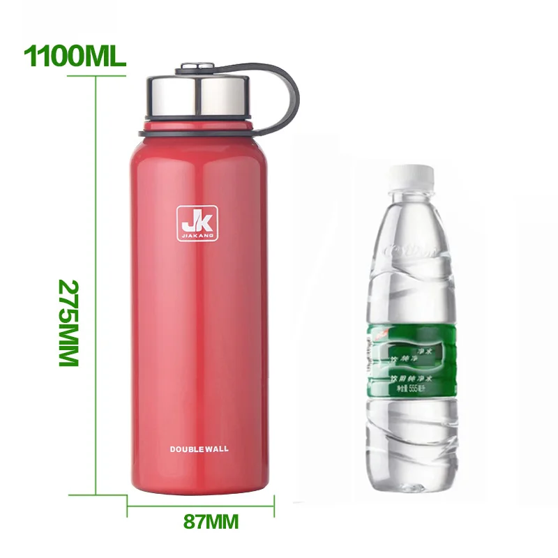 600/800/1100/1500ml термос с двойной стенкой Нержавеющая сталь вакуумная фляга-термосом для бутылочки для Бутылки для воды спортивный шейкер кружка - Цвет: 1100ml Red