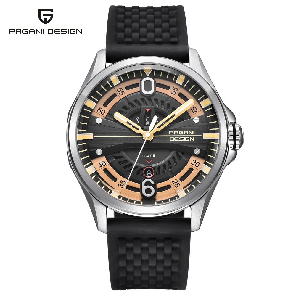 Роскошный бренд PAGANI Дизайн Новые мужские часы модные силиконовый ремешок водонепроницаемые кварцевые часы Черное золото Reloj Hombre дропшиппинг - Цвет: white gold B