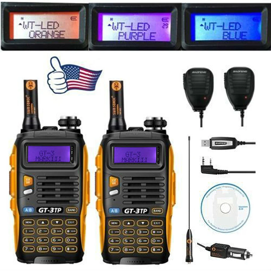 2x Baofeng GT 3TP MarkIII VHF UHF Dual Band Ham Walkie Talkie Two Way Radio 2x