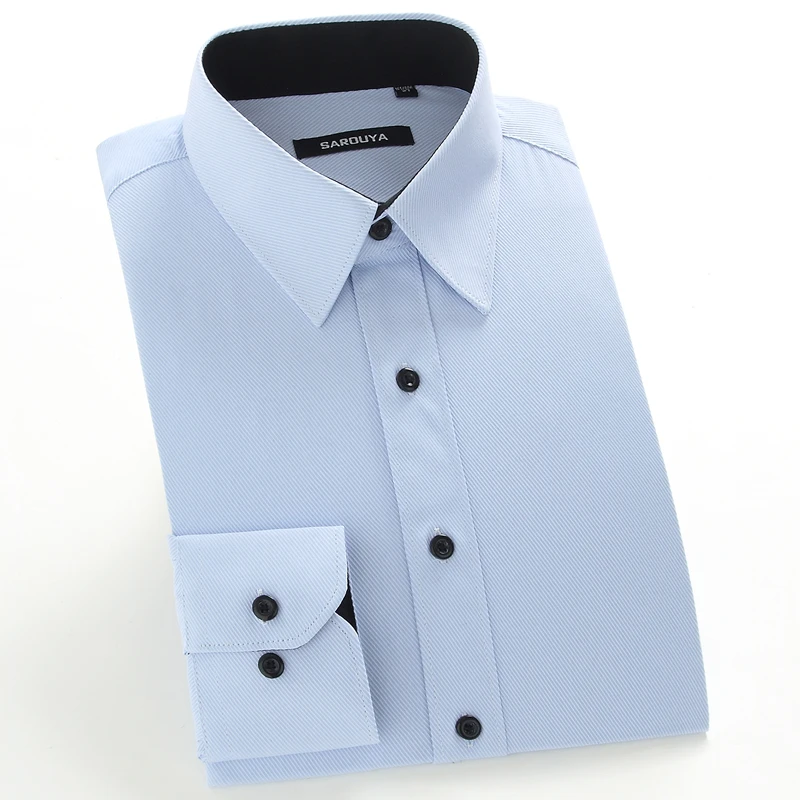 Buy Men's Regular Fit Solid Inner Contrast Point Collar Dress Shirt Plus Size