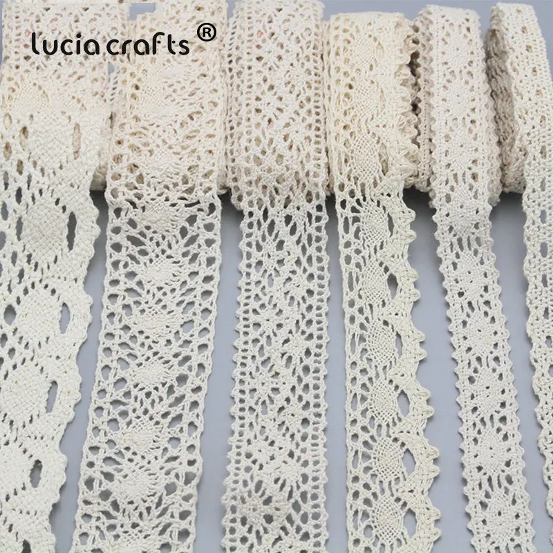 Lucia crafts 2y/6y отделка слоновой кости Хлопок крючком кружева ленты одежда швейная ткань материал DIY аксессуары ручной работы N0105