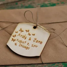 50pcs Personalized Customized Save the Date Wooden Wood Butterfly Gift Invitation Card Tags Wedding Party Decorations DIY Favors