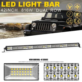 

YNROAD 816w 40inch dual rows Led slim Light Bar offroad bar combo beam for truck boat Hunting Driving Offroad Light