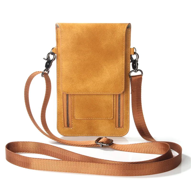 CHEZVOUS 4 Colors PU Leather 2 Zipper Phone Bag Vintage Women Shoulder Bags Crossbody Bags for Women for iPhone Samsung Huawei iphone 8 phone cases
